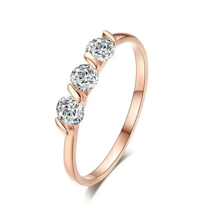 ZHOUYAN Engagement Wedding Ring For Women Rose Gold CZ Crystal Elegant Bridal Jewelry RoseGold Clear 5.5