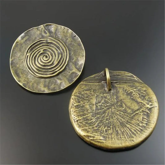 Vintage Bronze Round Alloy Charms Set for Retro Necklace Jewelry Crafting