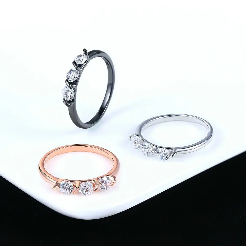 ZHOUYAN Engagement Wedding Ring For Women Rose Gold CZ Crystal Elegant Bridal Jewelry