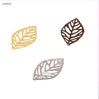 100 Pcs Openwork Leaf Metal Flower Frame Charm DIY Jewelry Making