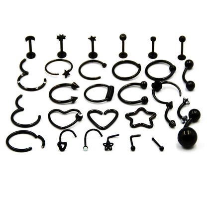 Unisex Surgical Steel Hoop and Stud Piercing Ring for Ear, Nose, and Lip