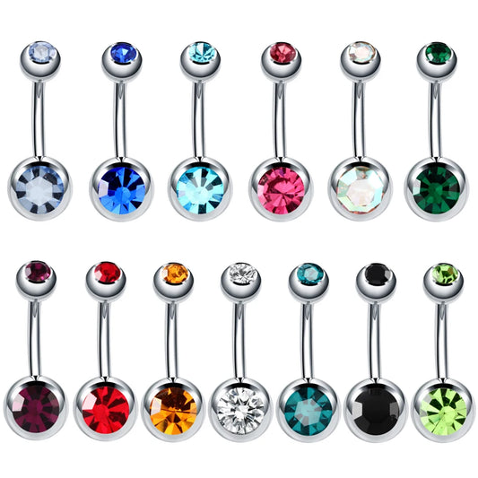 Gothic Crystal Stainless Steel Belly Button Ring for Women