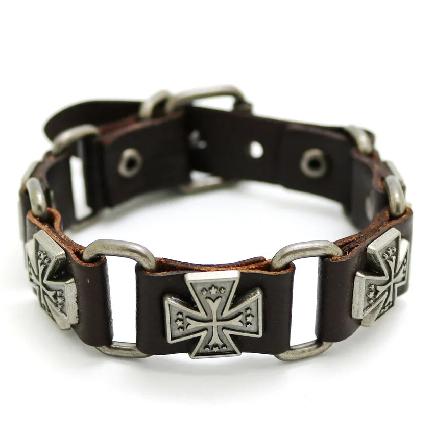 Retro Casual Leather Chain Punk Bracelet For Men Women