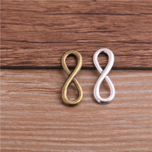Infinity Symbol Connectors in Three Color Plated Metal for DIY Jewelry and Crafts, 30-Piece Set