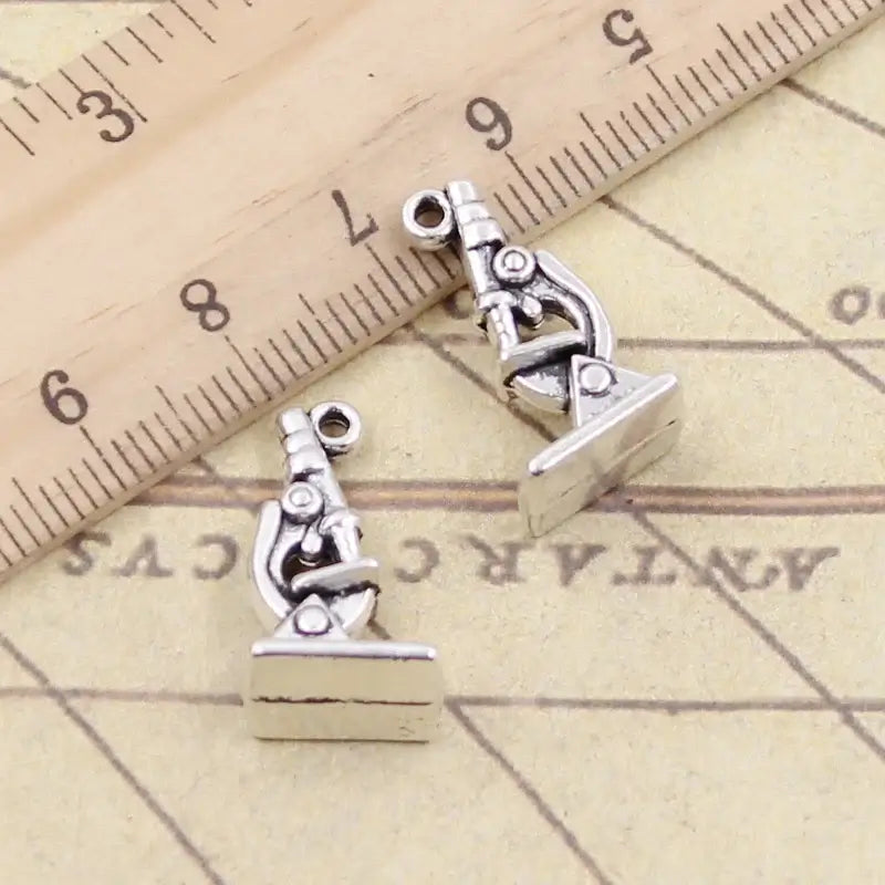 10 Pieces Tibetan Silver Microscope Instrument Charms Pendants Default Title