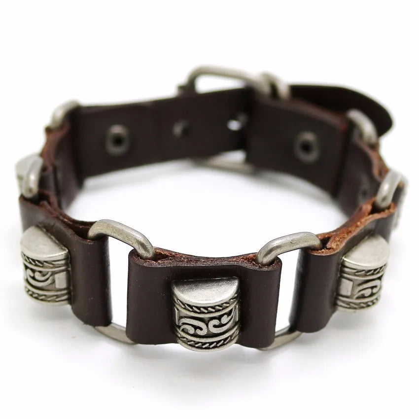 Retro Casual Leather Chain Punk Bracelet For Men Women