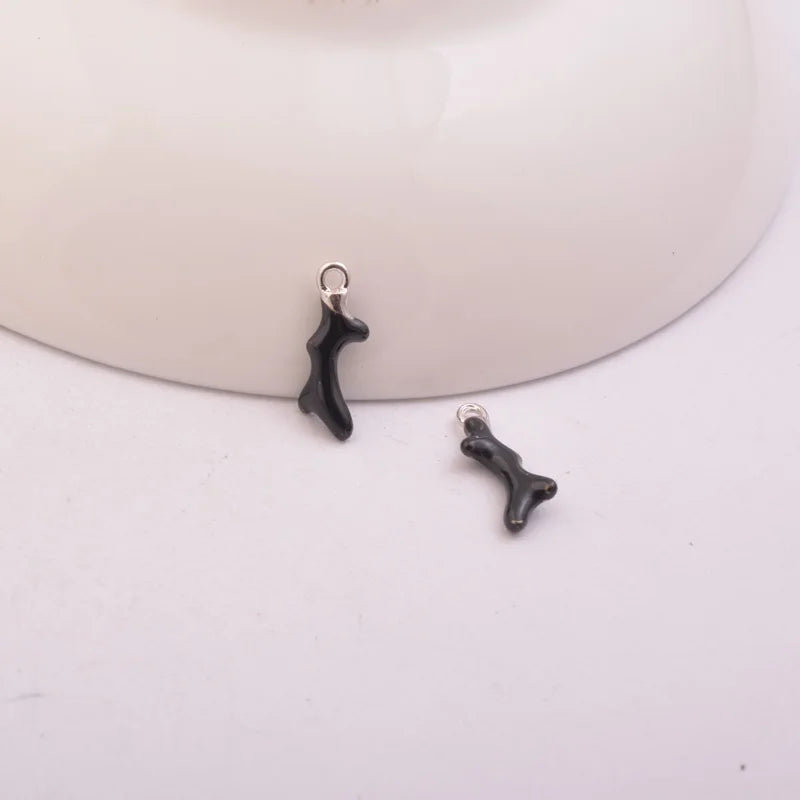 Vibrant Enamel Tree Charms Rhodium Plated Copper Pendants for DIY Earrings Jewelry 10pcs Set
