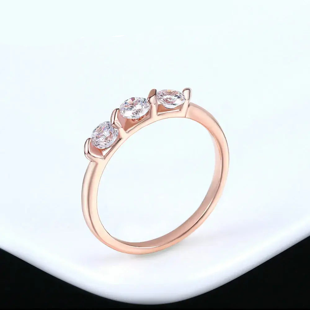 ZHOUYAN Engagement Wedding Ring For Women Rose Gold CZ Crystal Elegant Bridal Jewelry