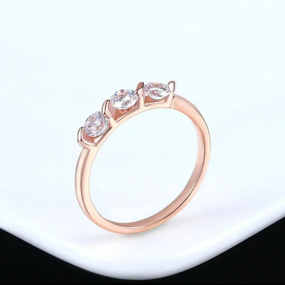 ZHOUYAN Engagement Wedding Ring For Women Rose Gold CZ Crystal Elegant Bridal Jewelry