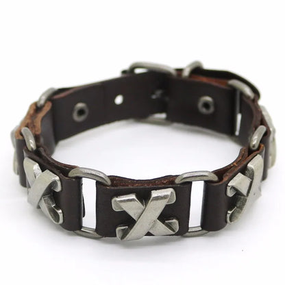 Retro Casual Leather Chain Punk Bracelet For Men Women