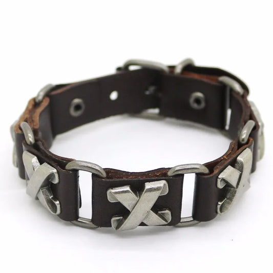 Retro Casual Leather Chain Punk Bracelet For Men Women