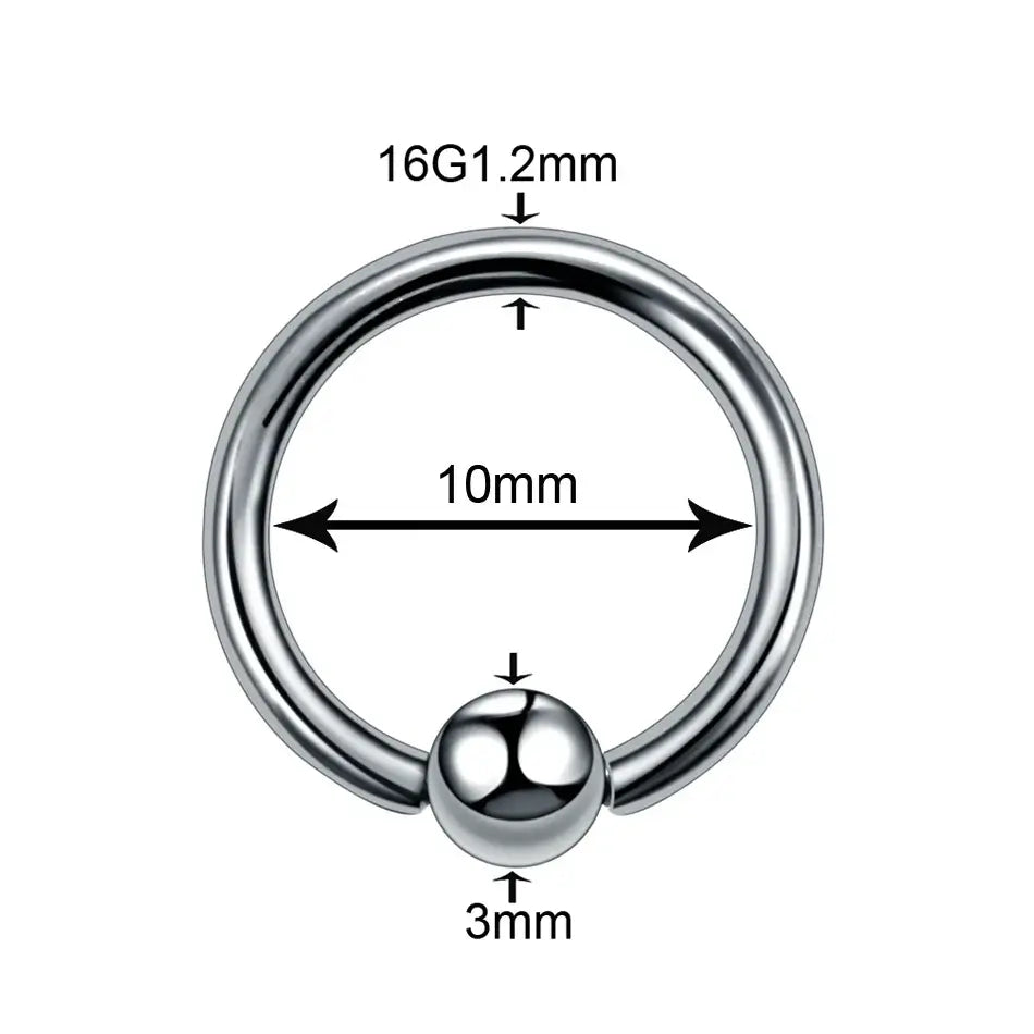 Titanium Nose Piercing Earrings Captive Bead Ring Anodized Ball 16g 1.2x10x3mm