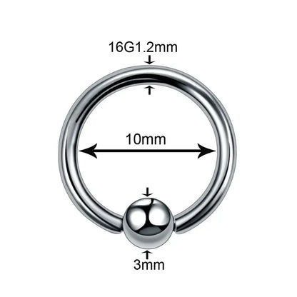 Titanium Nose Piercing Earrings Captive Bead Ring Anodized Ball 16g 1.2x10x3mm