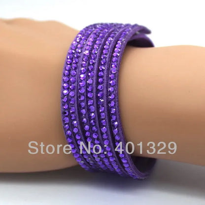 Elegant Purple Leather Bracelet for Women - Fashion Jewelry Gift with Classic Rolo Chain