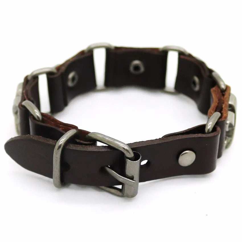 Retro Casual Leather Chain Punk Bracelet For Men Women