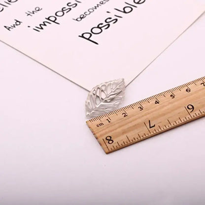 100 Pcs Openwork Leaf Metal Flower Frame Charm DIY Jewelry Making