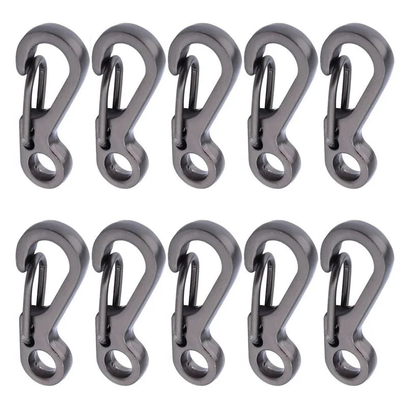 10Pcs Lot Mini Carabiner Keychain EDC Camping Survival Gear Gun Gray