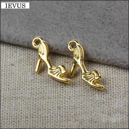 Elegant Gold-Plated High-Heeled Shoe Charms for DIY Jewelry Making