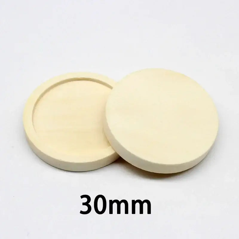 Regelin 10pcs Wood Cabochon Base 12-30mm Pendants for DIY Jewelry Crafting Wood color 30mm