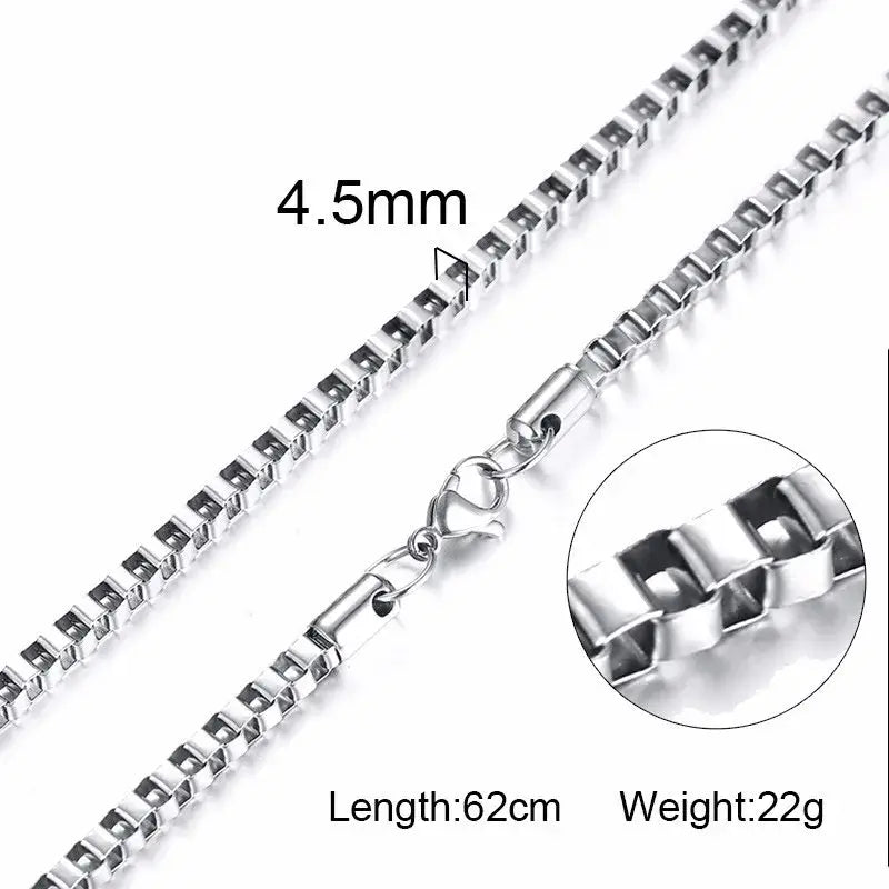 Vnox Tone Square Box Venetian Link Bar Chain Necklace