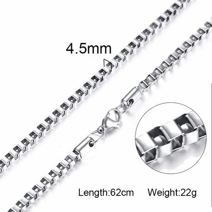 Vnox Tone Square Box Venetian Link Bar Chain Necklace