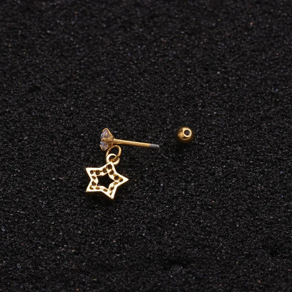 Enchanted Star Heart Moon Crystal Tragus Earrings Set Stainless Steel Helix Studs