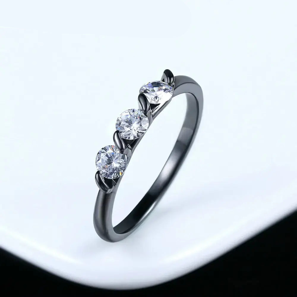 ZHOUYAN Engagement Wedding Ring For Women Rose Gold CZ Crystal Elegant Bridal Jewelry