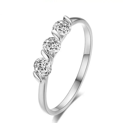 ZHOUYAN Engagement Wedding Ring For Women Rose Gold CZ Crystal Elegant Bridal Jewelry WhiteGold Clear