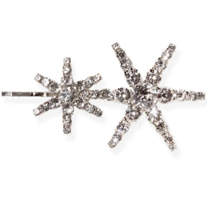 StoneFans Vintage Rhinestone Hairpins Set - Shiny Star & Moon Barrettes for Women & Girls silver 1