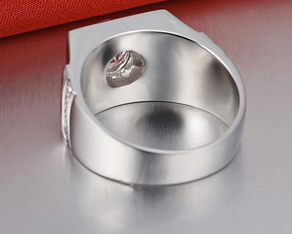 Solid Platinum PT950 Men's Engagement Ring with 1 Carat VVS1 Diamond Brilliant Anniversary Gift