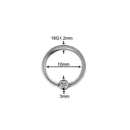 Titanium Nose Piercing Earrings Captive Bead Ring Anodized Gem 16g 1.2x10x3mm