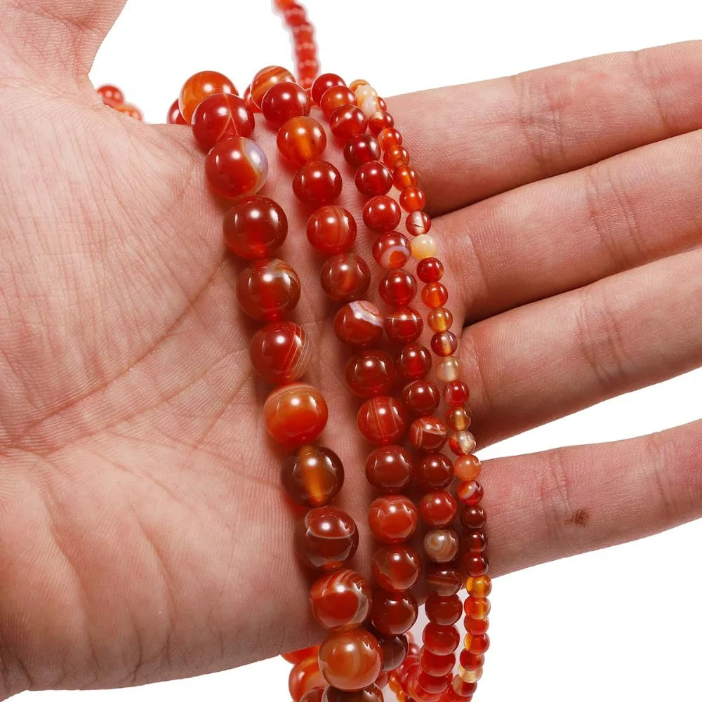 Natural Carnelian Agate Charm Beads for DIY Jewelry Making Bracelet Necklace 4-12mm
