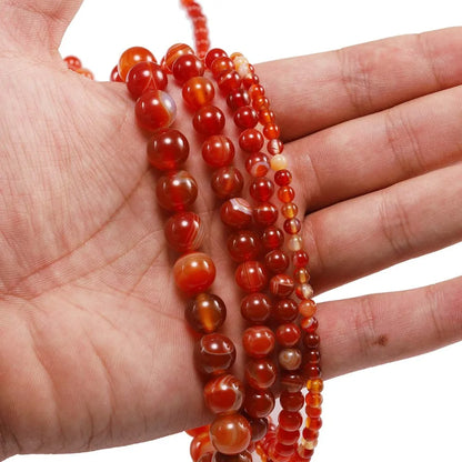 Natural Carnelian Agate Charm Beads for DIY Jewelry Making Bracelet Necklace 4-12mm