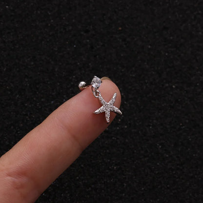 Enchanted Star Heart Moon Crystal Tragus Earrings Set Stainless Steel Helix Studs