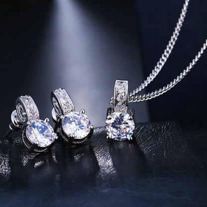 Emmaya Elegant Bridal Jewelry Set with Cubic Zirconia Earrings and Necklace for Women Perfect Gift for Parties and Anniversaries