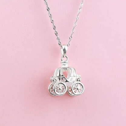 Exquisite 925 Sterling Silver Dream Pumpkin Carriage Pendant Necklace
