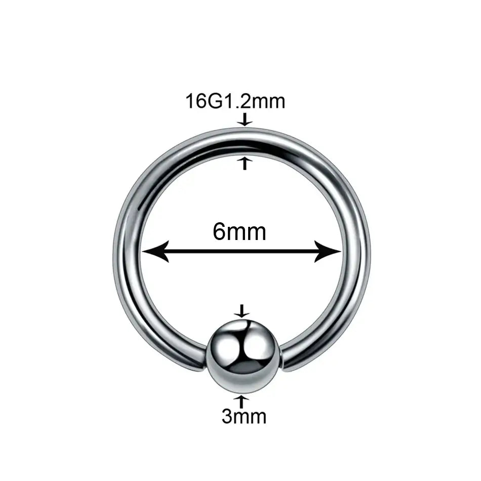 Titanium Nose Piercing Earrings Captive Bead Ring Anodized Ball 16g 1.2x6x3mm