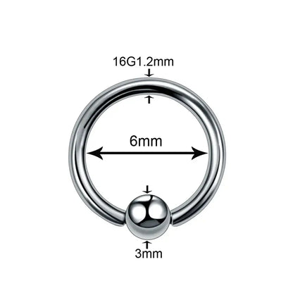 Titanium Nose Piercing Earrings Captive Bead Ring Anodized Ball 16g 1.2x6x3mm