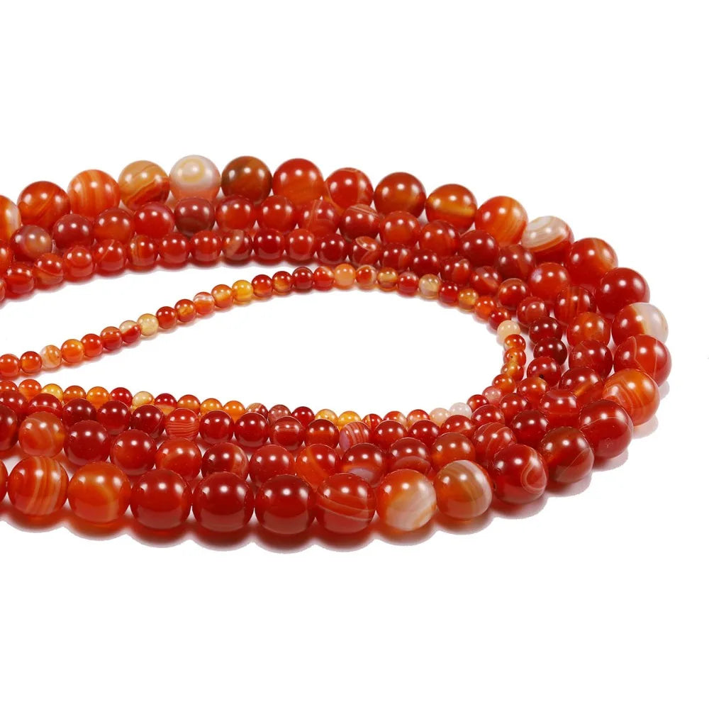 Natural Carnelian Agate Charm Beads for DIY Jewelry Making Bracelet Necklace 4-12mm