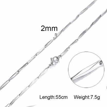 Vnox Tone Square Box Venetian Link Bar Chain Necklace NC-004