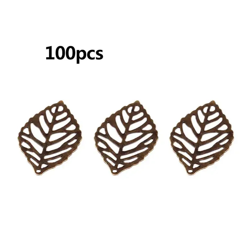 100 Pcs Openwork Leaf Metal Flower Frame Charm DIY Jewelry Making S
