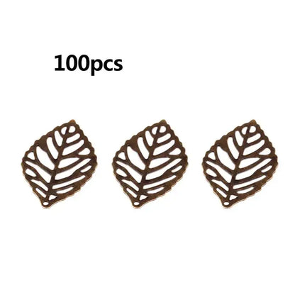 100 Pcs Openwork Leaf Metal Flower Frame Charm DIY Jewelry Making S