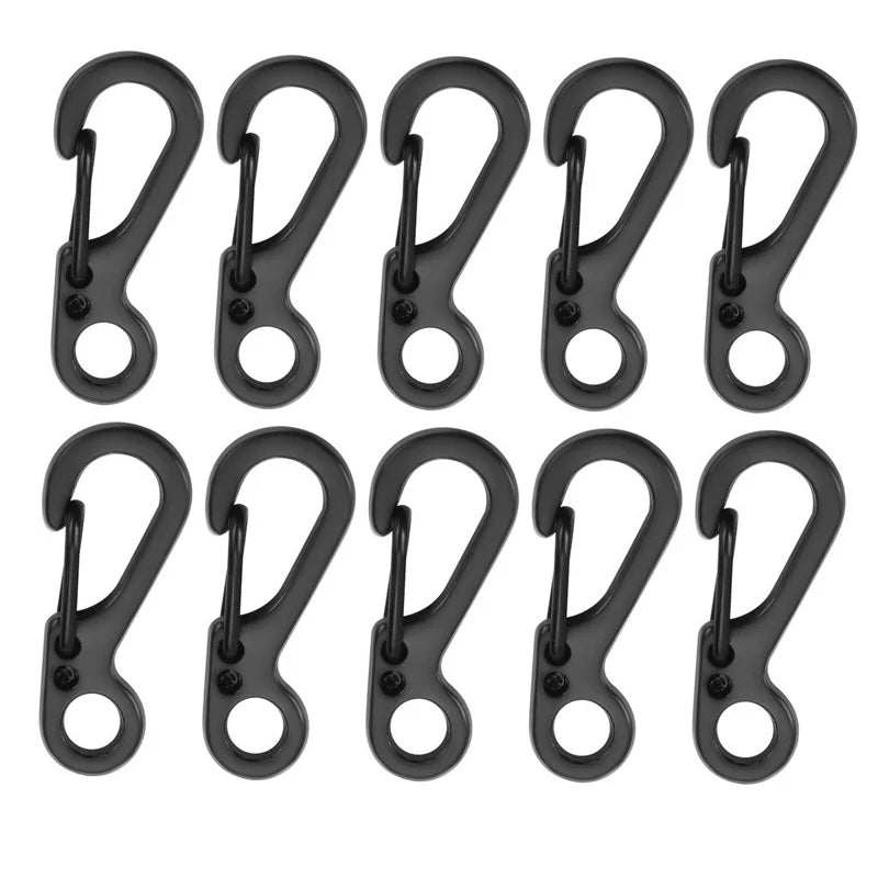 10Pcs Lot Mini Carabiner Keychain EDC Camping Survival Gear Black