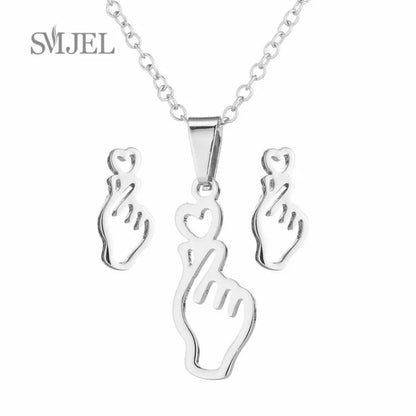 Elegant Stainless Steel Animal Necklace for Women - Rabbit Charm and Paw Print Design