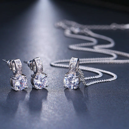 Emmaya Elegant Bridal Jewelry Set with Cubic Zirconia Earrings and Necklace for Women Perfect Gift for Parties and Anniversaries