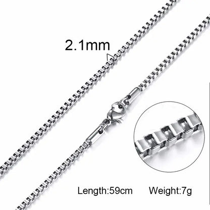 Vnox Tone Square Box Venetian Link Bar Chain Necklace NC-003