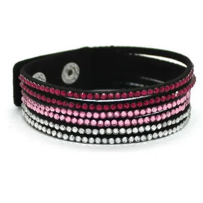 Elegant Purple Leather Bracelet for Women - Fashion Jewelry Gift with Classic Rolo Chain