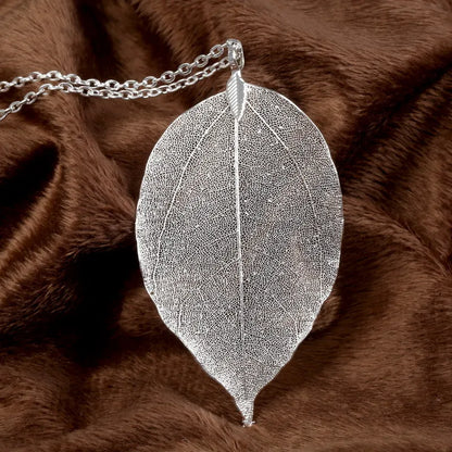 Exquisite Real Leaf Filigree Necklace for Women - Vintage Long Statement Jewelry by LOVBEAFAS