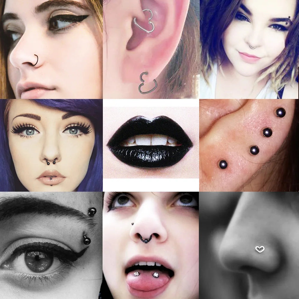 Unisex Surgical Steel Hoop and Stud Piercing Ring for Ear, Nose, and Lip