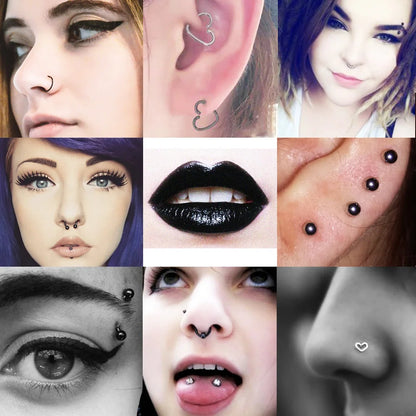 Unisex Surgical Steel Hoop and Stud Piercing Ring for Ear, Nose, and Lip